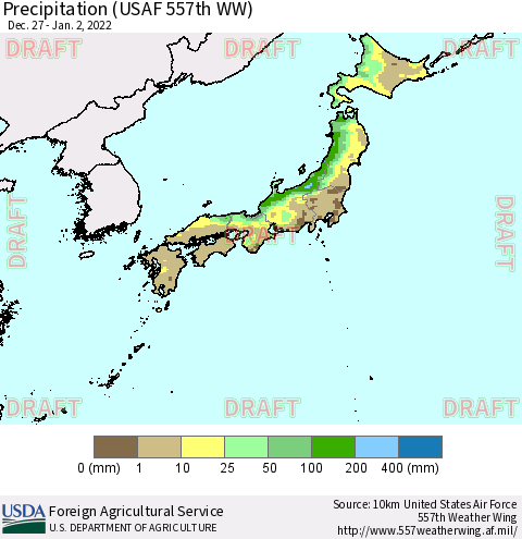 Japan Precipitation (USAF 557th WW) Thematic Map For 12/27/2021 - 1/2/2022