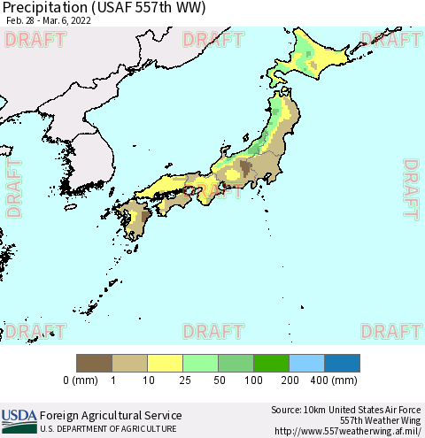 Japan Precipitation (USAF 557th WW) Thematic Map For 2/28/2022 - 3/6/2022