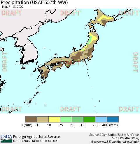 Japan Precipitation (USAF 557th WW) Thematic Map For 3/7/2022 - 3/13/2022