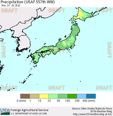 Japan Precipitation (USAF 557th WW) Thematic Map For 3/14/2022 - 3/20/2022