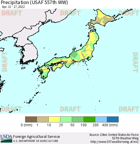 Japan Precipitation (USAF 557th WW) Thematic Map For 4/11/2022 - 4/17/2022