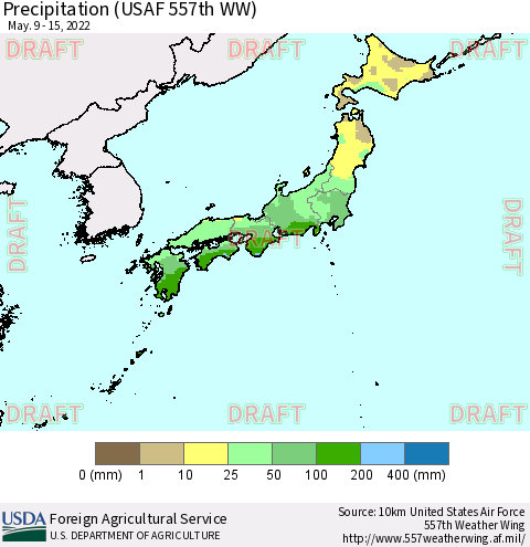 Japan Precipitation (USAF 557th WW) Thematic Map For 5/9/2022 - 5/15/2022