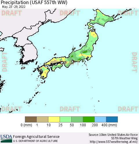Japan Precipitation (USAF 557th WW) Thematic Map For 5/23/2022 - 5/29/2022