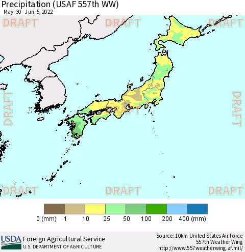 Japan Precipitation (USAF 557th WW) Thematic Map For 5/30/2022 - 6/5/2022