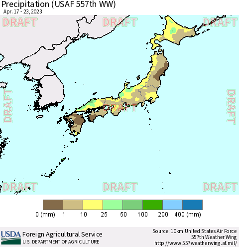 Japan Precipitation (USAF 557th WW) Thematic Map For 4/17/2023 - 4/23/2023