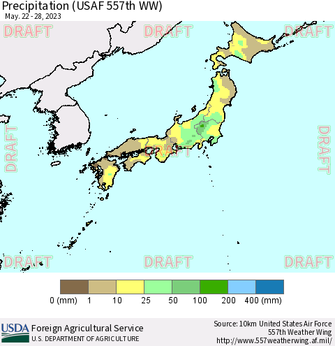 Japan Precipitation (USAF 557th WW) Thematic Map For 5/22/2023 - 5/28/2023