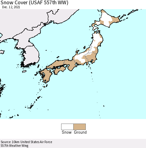 Japan Snow Cover (USAF 557th WW) Thematic Map For 12/6/2021 - 12/12/2021
