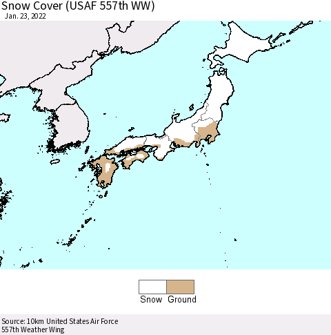 Japan Snow Cover (USAF 557th WW) Thematic Map For 1/17/2022 - 1/23/2022