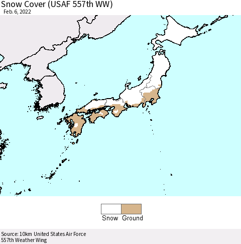 Japan Snow Cover (USAF 557th WW) Thematic Map For 1/31/2022 - 2/6/2022