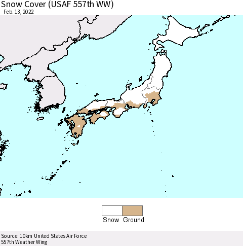 Japan Snow Cover (USAF 557th WW) Thematic Map For 2/7/2022 - 2/13/2022