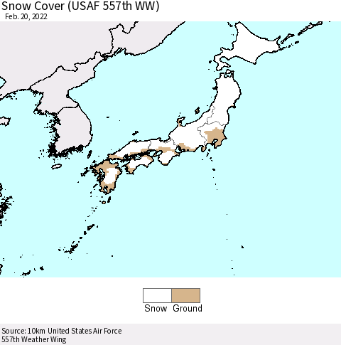 Japan Snow Cover (USAF 557th WW) Thematic Map For 2/14/2022 - 2/20/2022