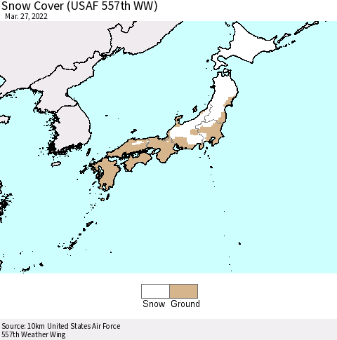 Japan Snow Cover (USAF 557th WW) Thematic Map For 3/21/2022 - 3/27/2022