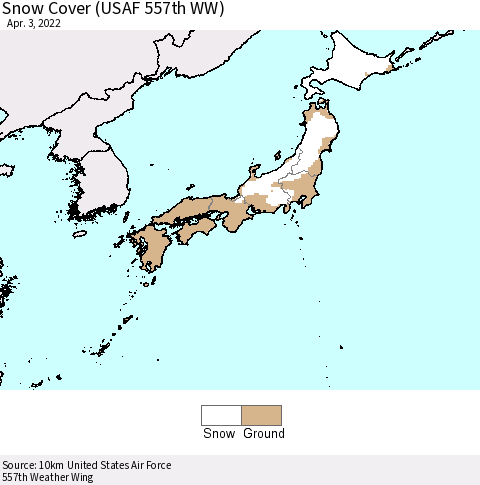 Japan Snow Cover (USAF 557th WW) Thematic Map For 3/28/2022 - 4/3/2022