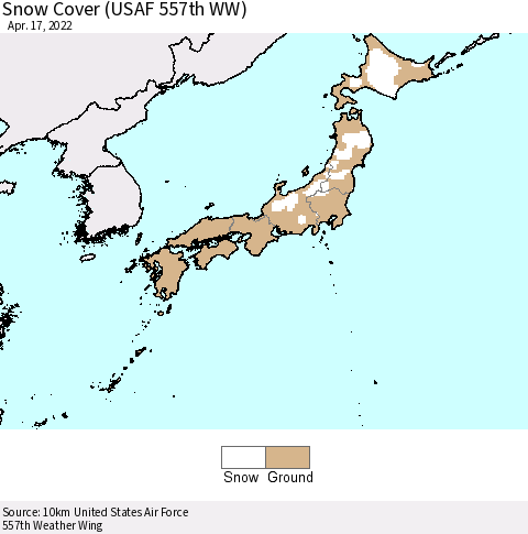 Japan Snow Cover (USAF 557th WW) Thematic Map For 4/11/2022 - 4/17/2022