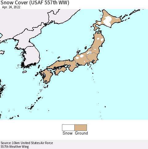 Japan Snow Cover (USAF 557th WW) Thematic Map For 4/18/2022 - 4/24/2022