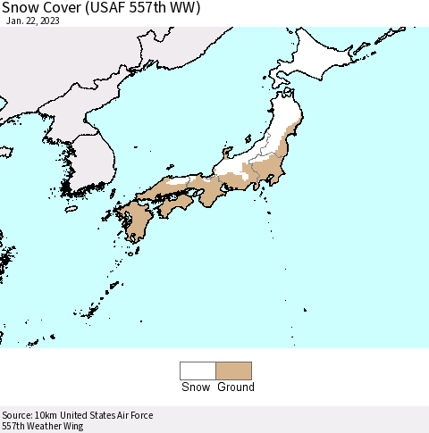 Japan Snow Cover (USAF 557th WW) Thematic Map For 1/16/2023 - 1/22/2023