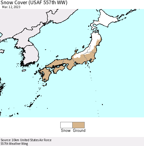 Japan Snow Cover (USAF 557th WW) Thematic Map For 3/6/2023 - 3/12/2023