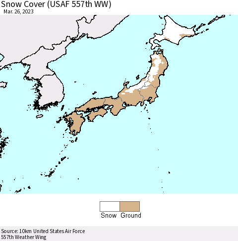 Japan Snow Cover (USAF 557th WW) Thematic Map For 3/20/2023 - 3/26/2023