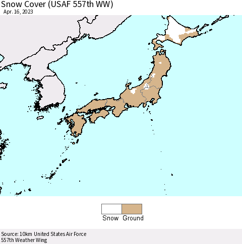 Japan Snow Cover (USAF 557th WW) Thematic Map For 4/10/2023 - 4/16/2023