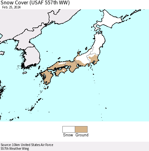 Japan Snow Cover (USAF 557th WW) Thematic Map For 2/19/2024 - 2/25/2024