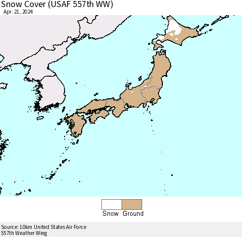 Japan Snow Cover (USAF 557th WW) Thematic Map For 4/15/2024 - 4/21/2024