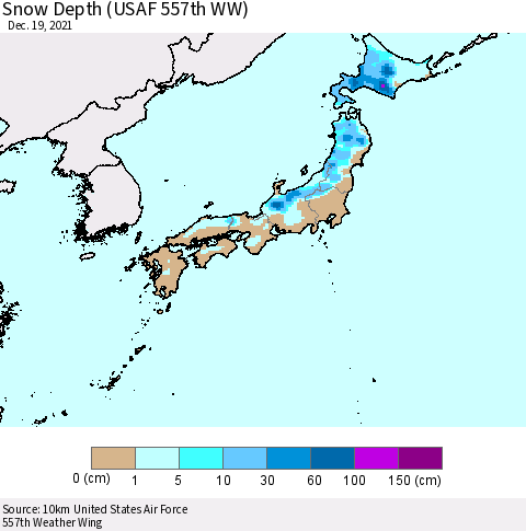 Japan Snow Depth (USAF 557th WW) Thematic Map For 12/13/2021 - 12/19/2021