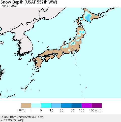 Japan Snow Depth (USAF 557th WW) Thematic Map For 4/11/2022 - 4/17/2022