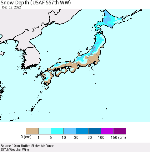 Japan Snow Depth (USAF 557th WW) Thematic Map For 12/12/2022 - 12/18/2022