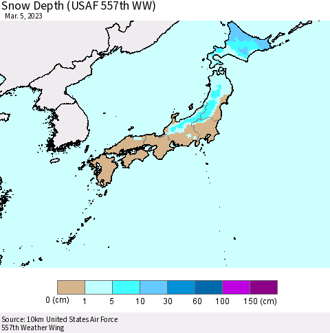 Japan Snow Depth (USAF 557th WW) Thematic Map For 2/27/2023 - 3/5/2023