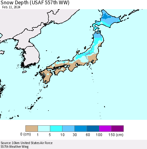 Japan Snow Depth (USAF 557th WW) Thematic Map For 2/5/2024 - 2/11/2024
