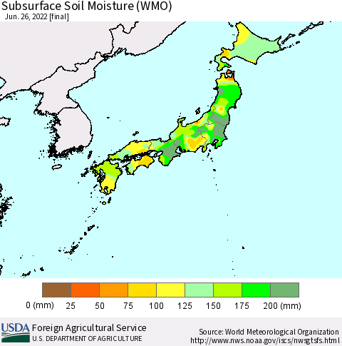 Japan Subsurface Soil Moisture (WMO) Thematic Map For 6/20/2022 - 6/26/2022