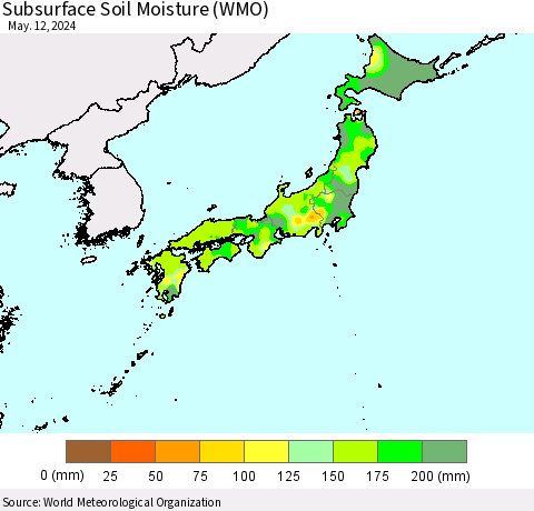 Japan Subsurface Soil Moisture (WMO) Thematic Map For 5/6/2024 - 5/12/2024