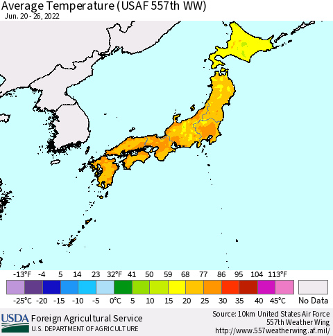 Japan Average Temperature (USAF 557th WW) Thematic Map For 6/20/2022 - 6/26/2022