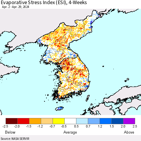 Korea Evaporative Stress Index (ESI), 4-Weeks Thematic Map For 4/29/2024 - 5/5/2024