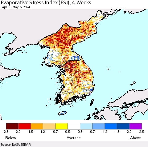 Korea Evaporative Stress Index (ESI), 4-Weeks Thematic Map For 5/6/2024 - 5/12/2024