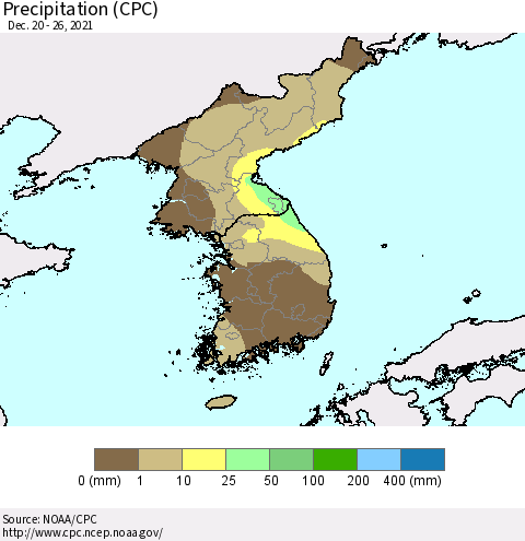 Korea Precipitation (CPC) Thematic Map For 12/20/2021 - 12/26/2021