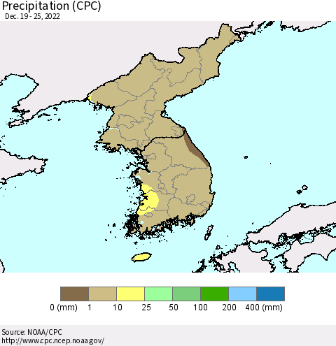 Korea Precipitation (CPC) Thematic Map For 12/19/2022 - 12/25/2022