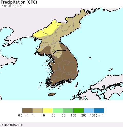 Korea Precipitation (CPC) Thematic Map For 11/20/2023 - 11/26/2023