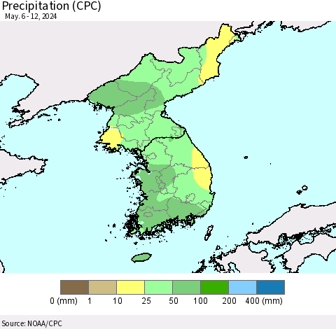 Korea Precipitation (CPC) Thematic Map For 5/6/2024 - 5/12/2024