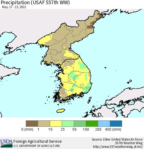 Korea Precipitation (USAF 557th WW) Thematic Map For 5/17/2021 - 5/23/2021
