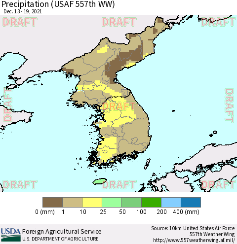 Korea Precipitation (USAF 557th WW) Thematic Map For 12/13/2021 - 12/19/2021
