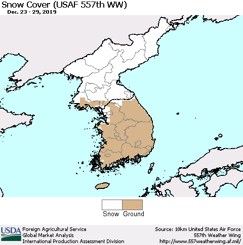 Korea Snow Cover (USAF 557th WW) Thematic Map For 12/23/2019 - 12/29/2019