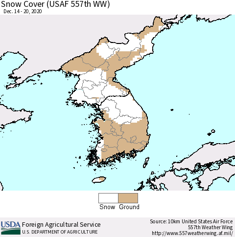 Korea Snow Cover (USAF 557th WW) Thematic Map For 12/14/2020 - 12/20/2020