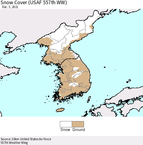 Korea Snow Cover (USAF 557th WW) Thematic Map For 11/29/2021 - 12/5/2021