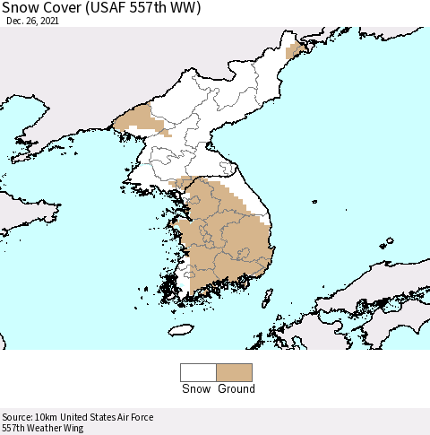 Korea Snow Cover (USAF 557th WW) Thematic Map For 12/20/2021 - 12/26/2021