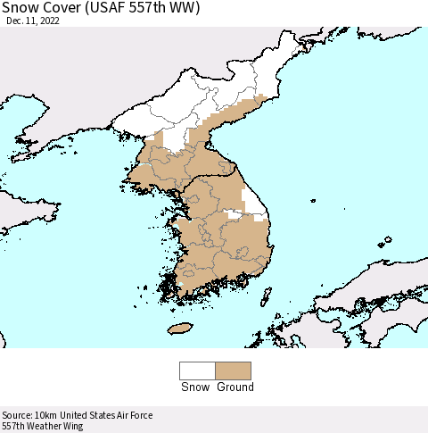 Korea Snow Cover (USAF 557th WW) Thematic Map For 12/5/2022 - 12/11/2022