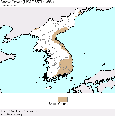 Korea Snow Cover (USAF 557th WW) Thematic Map For 12/12/2022 - 12/18/2022