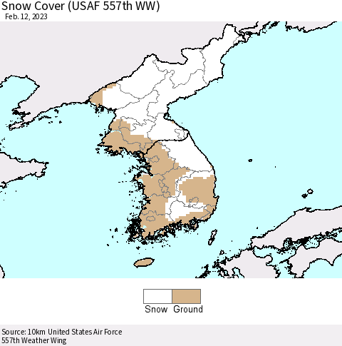 Korea Snow Cover (USAF 557th WW) Thematic Map For 2/6/2023 - 2/12/2023