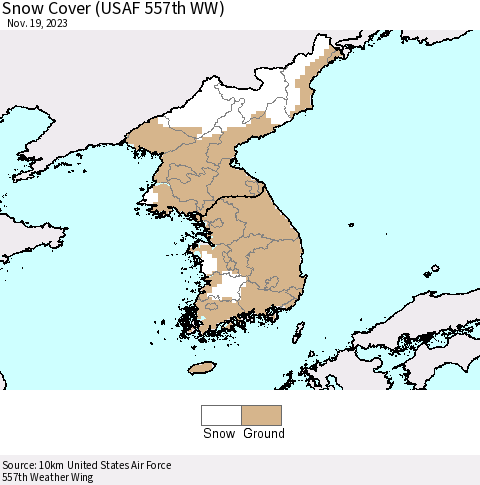 Korea Snow Cover (USAF 557th WW) Thematic Map For 11/13/2023 - 11/19/2023