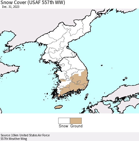 Korea Snow Cover (USAF 557th WW) Thematic Map For 12/25/2023 - 12/31/2023
